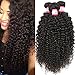 CYNOSURE Kinky Curly Bundles Human Hair 12A Brazilian Human Hair Bundles Unprocessed Curly Weave Bundles Natural Black 8 10 12inches