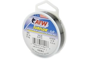 AFW American Fishing Wire Surflon Nylon Coated 1x7 Stainless Steel Leader Wire - Fishing Leader Line for Saltwater, 10lb Test - 250lb Test in Bright, Black, Camo in 30ft, 100ft, 300ft and 1,000ft Lengths