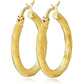 ToHeart 14k Gold Hoop Earrings for Womens Rectangle Hoop Earrings Gold Plated Small Hoops