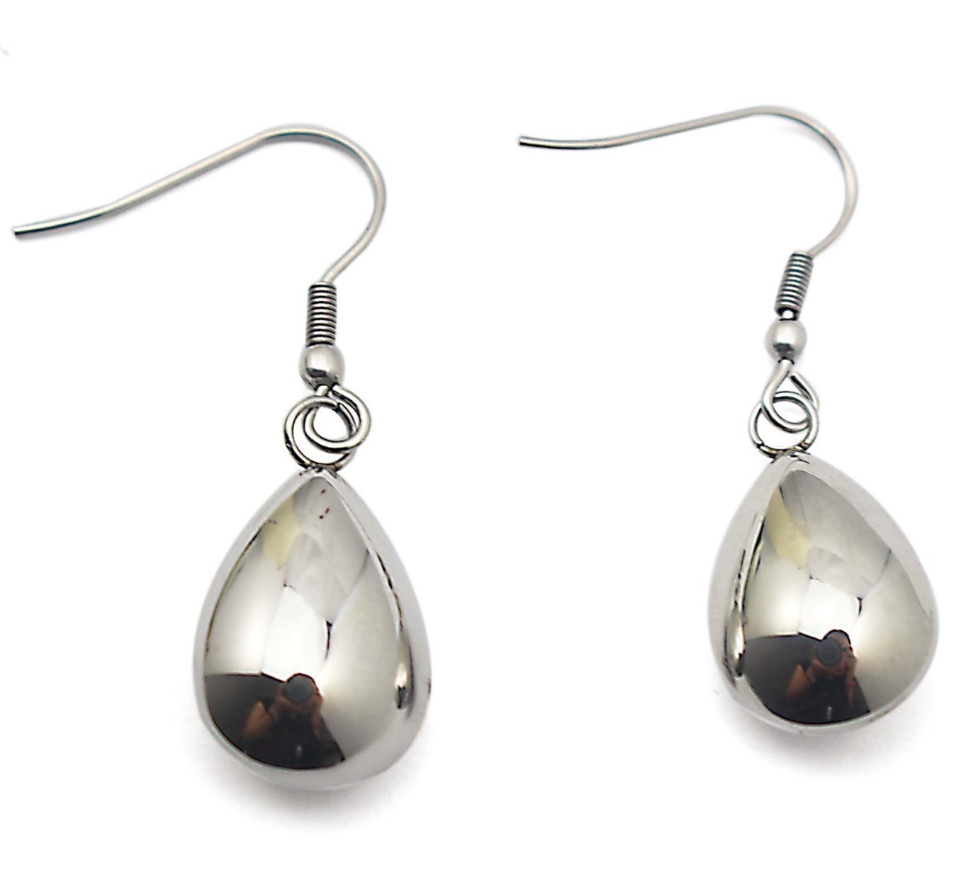 COUYA Silver Stainless Steel Waterdrop Tear Drop Fishhook Earrings for Women