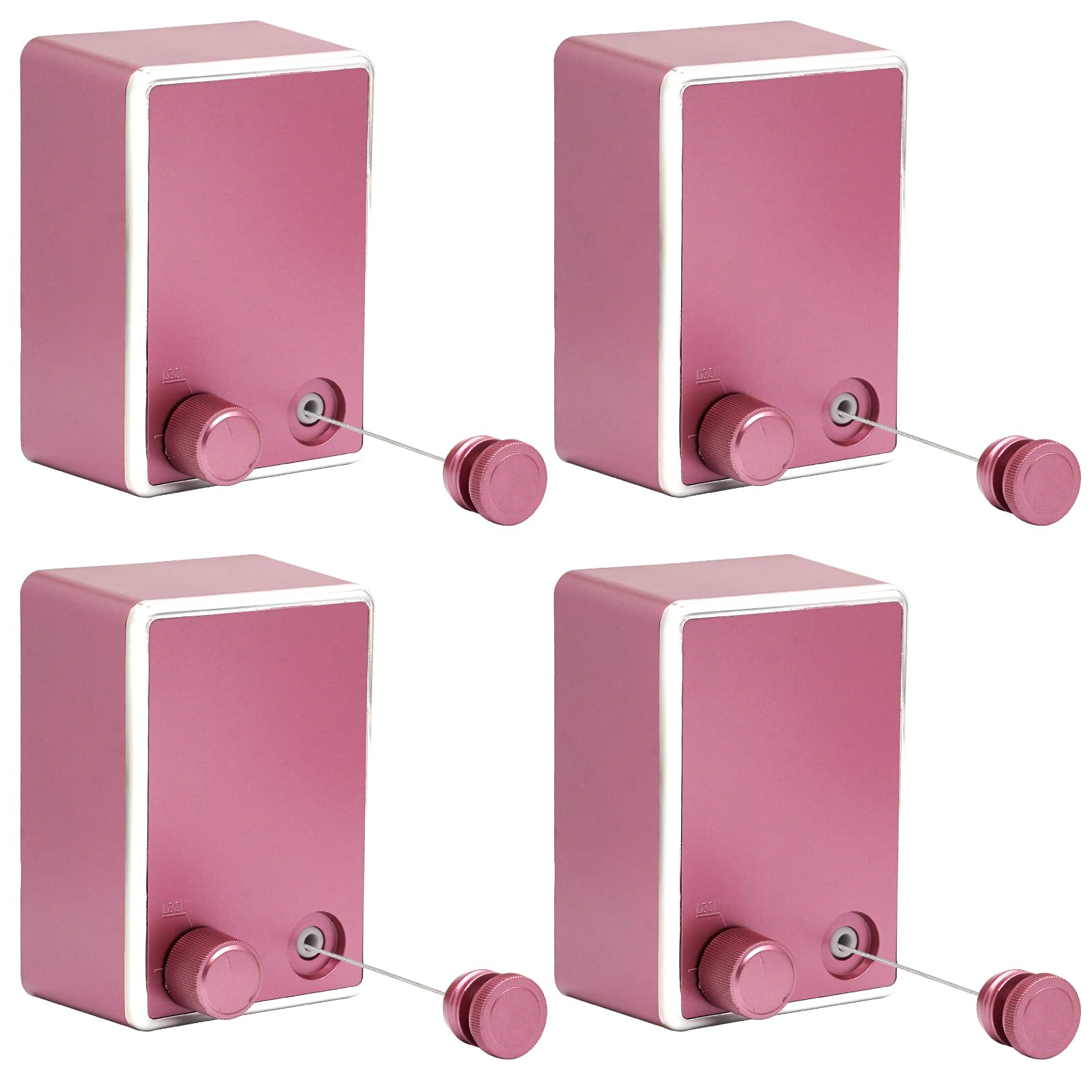 MUALROUS 4 Sets of Clothesline Extendable Adjustable Tightness Retractable Washing Line Wall Mounted High Performance Washing Line for Indoor Use Up to 4.2 m Long Washing Line (Pink)