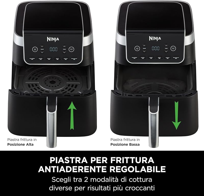 Friggitrice ad Aria MAX, 6.2L Digitale, 5 in 1, Antiaderente, Cottura Senza Olio, per Arrostire, Cuocere al Forno, Formato Famiglia, Cestello e Piastra Lavabili in Lavastoviglie, Grigio AF180EU