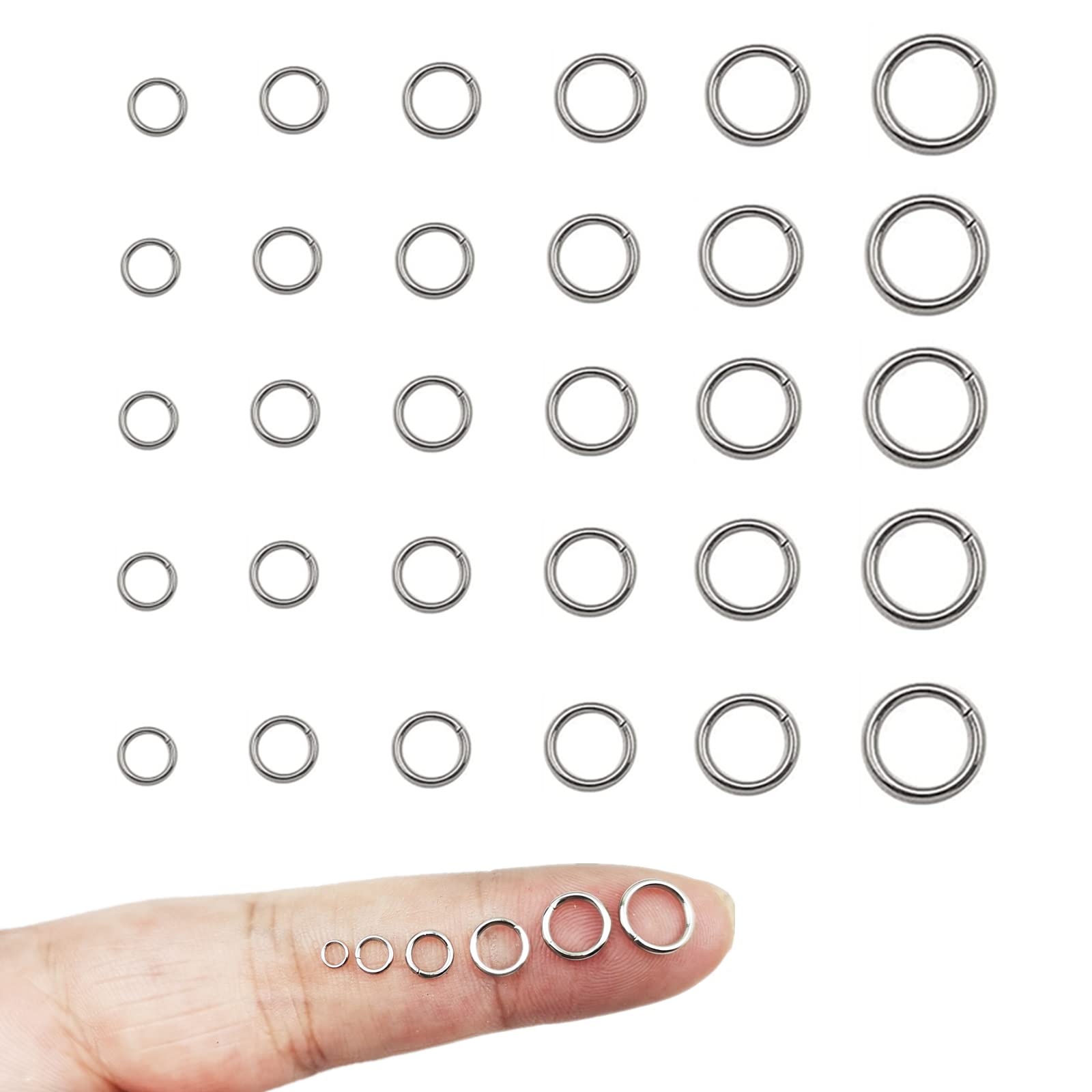Photo 1 of 2150pcs Stainless Steel Rings Jump Rings Connector Rings for Jewelry Making Necklaces Bracelet Earrings Keychain DIY Craft (Silver, 3/4/5/6/7/8mm)