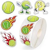 500Pcs Tennis Ball Stickers - Sport Flaming Balls Decals for Envelope, Journal, Birthday Party | Tennis Racket Decor for Water Bottle, Scrapbooking, Computer