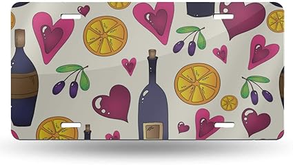 Amazon Com Wuwuwu 4 Hole Custom Tag Protector Car Vanity Tag Aluminum Car Accessories Novelty Sports License Plate Retro Stylish Colorful Red Wine Cork Print Cute License Plate Cover 6x12 In Sports