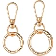 OIIKI 2 Sets Karabinerhaken Mit Drehverschluss, Gold – Doppelte Öffnung, Inkl. Schlüsselring, Für DIY, Schmuck & Schlüsselbänder