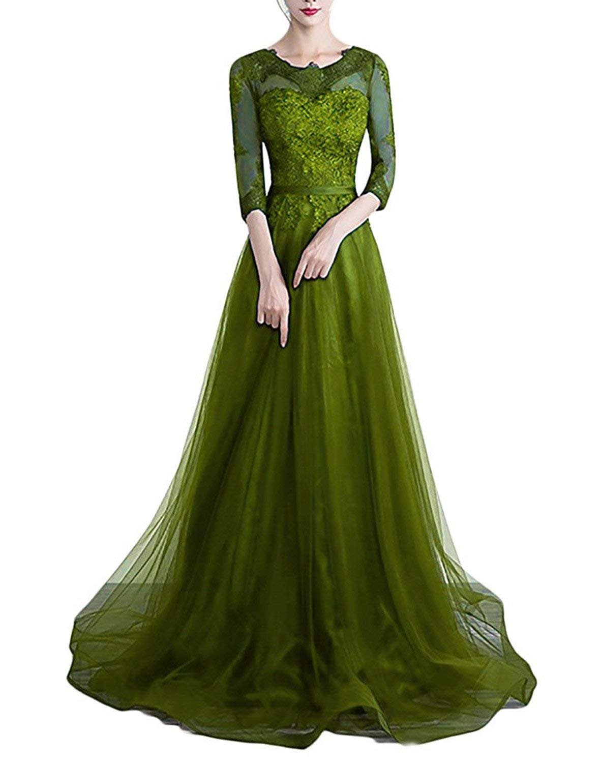 olive green long formal dress