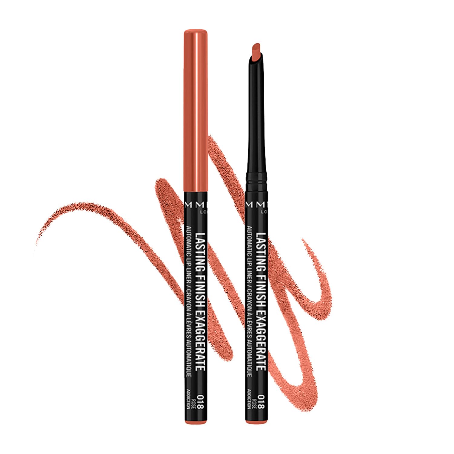 Rimmel London Lasting Finish Exaggerate Lip Liners, 018 Rose Addiction, 4g