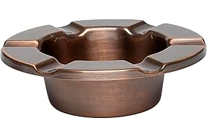 Stinky Cigar One-Piece Ashtray - Durable Stainless Steel, Rustproof, Unbreakable Design - Windproof Deep Bowl with 6 Stirrups for Consistent Burn - Perfect for Patio Relaxation - Brushed Bronze Finish