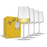 JoyJolt Sidney White Wine Glasses Set of 4 | 17 oz Modern Crystal Wine Glasses also for Red Wine | Home Bar Glass Set | Wedding Registry and Hosting Gifts | Premium Crystal Stemware Made in Europe
