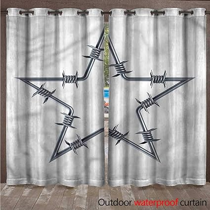 Amazon Com Blountdecor Barbed Wire Blackout Curtain Grey Star
