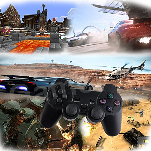 PlayStation 2 Controller, GamePal Double Shock Gamepad for Sony PS2, Wired (Black)