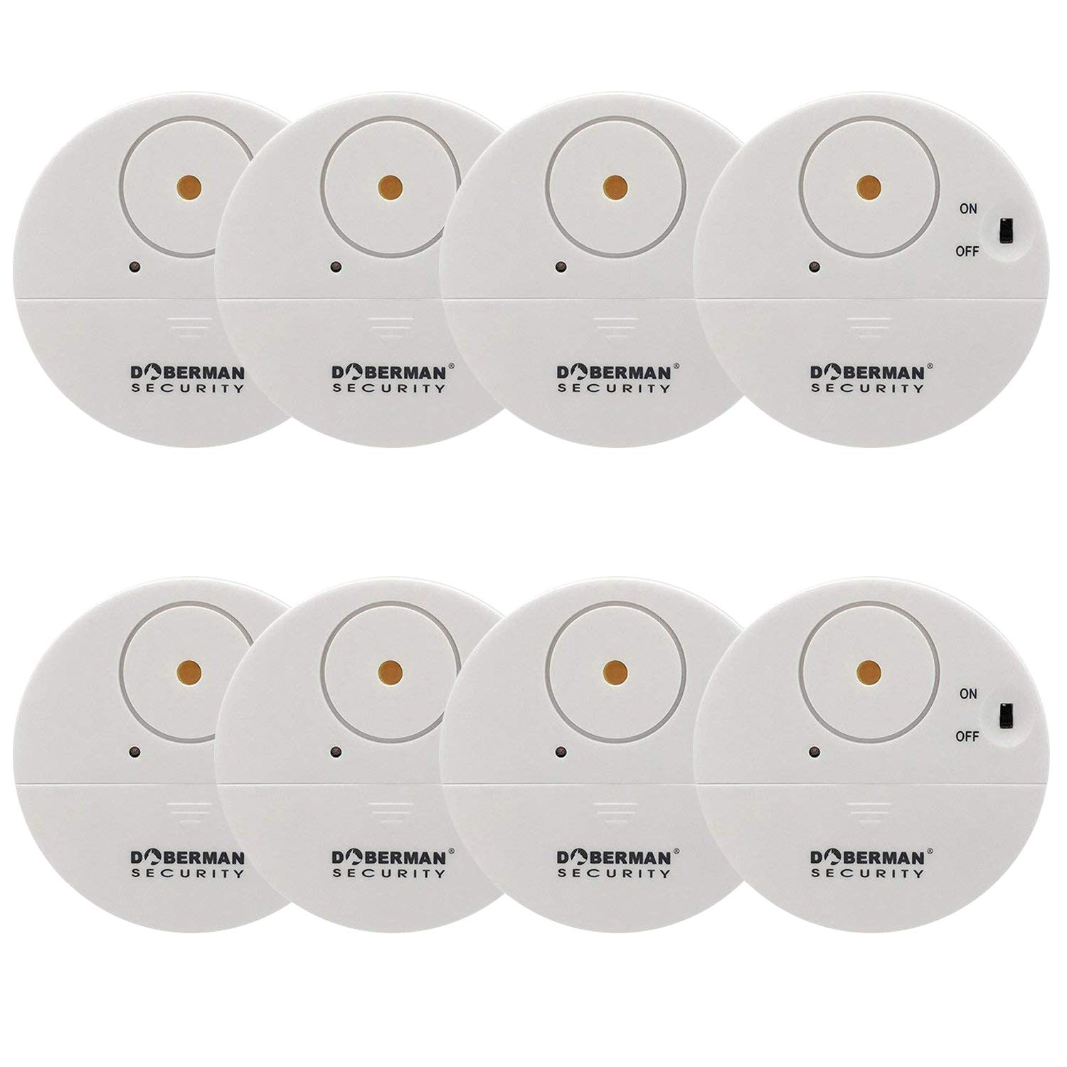 WOWSEA DOBERMAN SECURITY Ultra-Slim Window Alarm - Loud 100dB Alarm and Vibration Sensors - Modern & Ultra-Thin Design,8-Packs