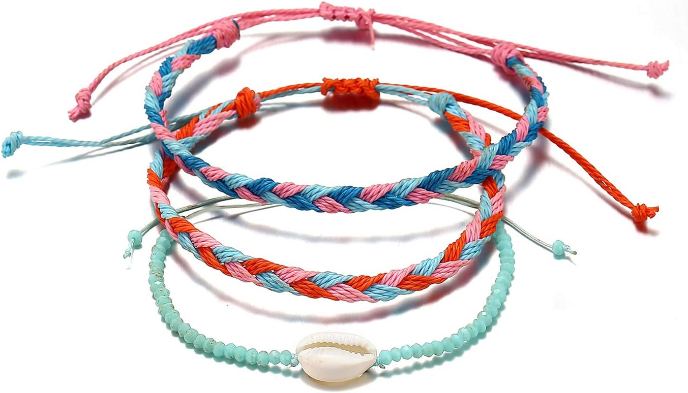 StarainSurf String Wave Bracelets for Women Girls Boho Handmade Waterproof Adjustable Braided Beach Surfer Bracelets Set