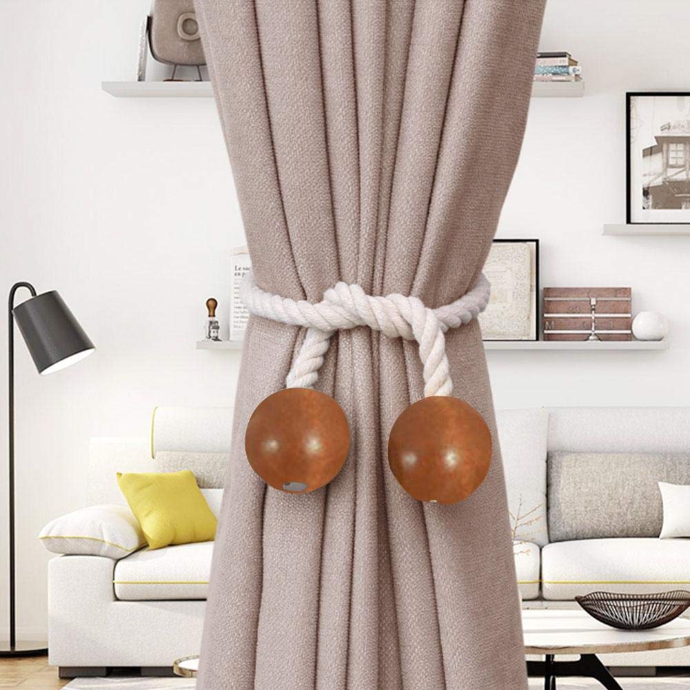 Chengstore 2 St U Ck Magnetische Vorhang Raffhalter Holzperlen