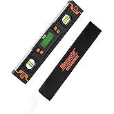 Mecurate 10-Inch Portable Digital Level, Electronic Angle Finder, &plusmn;0.1&deg; | Strong magnetic base, auto-flip backlit LCD, 4 units and audio alerts; compact design with carrying case.