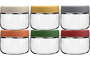 EONJOE 8oz Glass Jars with Lids 1 Cup Small Food Containers for Chia Pudding Jam Snack Yogurt Overnight Oats Candy,6-Pack