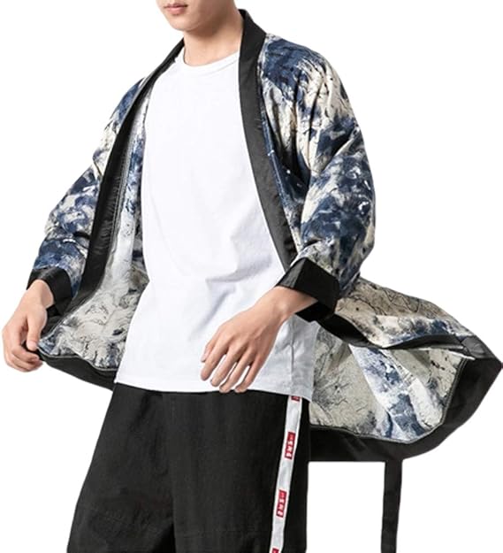 Amazon Habille ハビー メンズ 鶴柄 和風 カーディガン 甚平 着物風 羽織 大きいサイズ ラージサイズ 夏服 九部袖 3カラー 甚平 通販