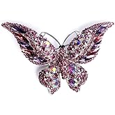 Rhinestone Butterfly Brooch Pin for Women Girls Fashion Exquisite Big Blue Crystal Empress Monarch Winged Brooches Lapel Pins Elegant Dress Accessories Wedding Christmas Birthday Jewelry Gift (Purple)