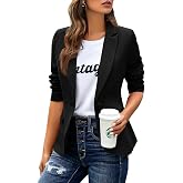huatandis Women's Business Casual Blazer Notched Lapel Work Suit Jacket | Wrinkle Resistant Fabric, Notched Lapel, One Button Closure, Flap Pockets, Business Casual Work Blazer