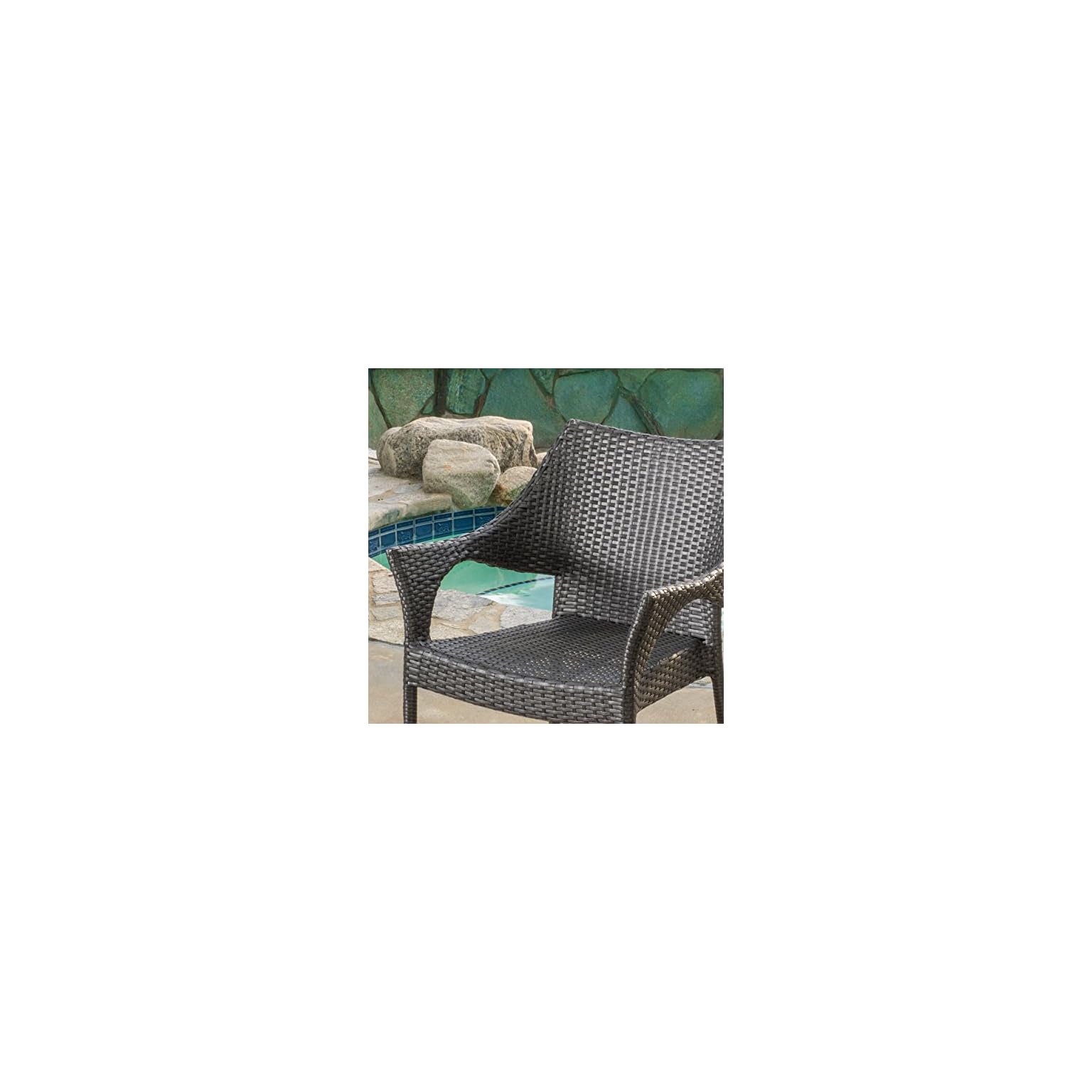 Christopher Knight Home Cliff Outdoor Wicker Chairs, 2Pcs Set, Grey