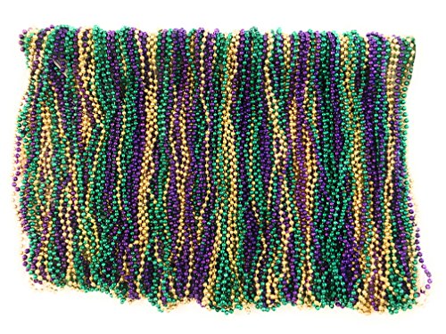 Mardi Gras Beads 33 inch 7mm, 10 Dozen, 120 Pieces (Purple Green Gold)