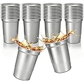 Jamceoceo 40 Pack 20 oz Aluminum Party Cups,Metal Cups Reusable Aluminum Drinking Cups,Coffee Cups,Disposable Aluminums Beers Cups for Family Gatherings,Outdoor Events and Parties!(20oz Silver)