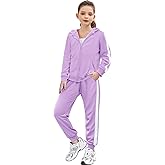 Zaclotre Girls 2 Piece Outfits Sweatsuit Zip Up Hoodie Sweatshirt and Sweatpant Tracksuit Athletic Jogger Sets