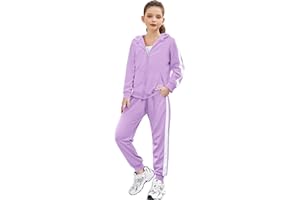 Zaclotre Girls 2 Piece Outfits Sweatsuit Zip Up Hoodie Sweatshirt and Sweatpant Tracksuit Athletic Jogger Sets