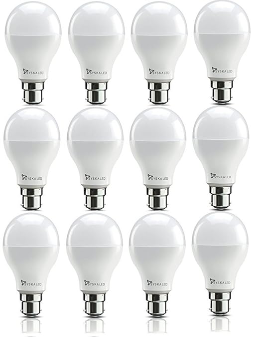 Syska SSK-SRL-9W-Base B22 9-Watt Unbreakable LED Bulb (Pack of 12, Cool Day Light)