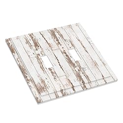 White Grey Wood 2 Gang Double Toggle Light Switch