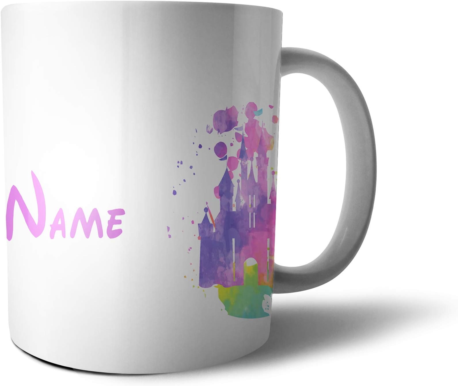 Personalised Name Initials Disney Castle Watercolor 10 oz Tea Coffee Mug Cup MugAT01P (10 OZ, Design 6)