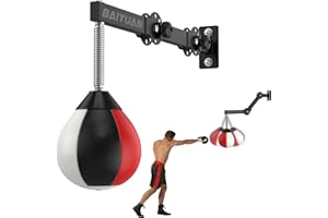 BAIYUAN Adjustable Speed Bag for Boxing - Wall Mount Punching Bag Height Adjustable Bracket & Foldable Reflex Ball - Adults Teens and Kids Home Gym Boxing Bag Equipment - Fits Small Spaces