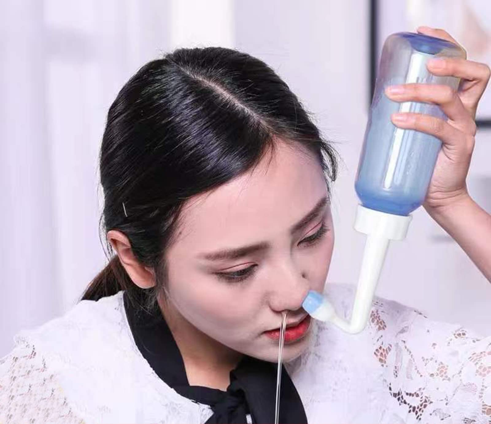 XGOPTS 300ml 10oz Neti Pot Sinus Rinse Bottle，Neti Pot Sinus Rinse Kit Nose Wash Cleaner, for Nose Clean & Sinus Irrigation，Nasal Rinse Kit for Adult & Kid，（Blue）