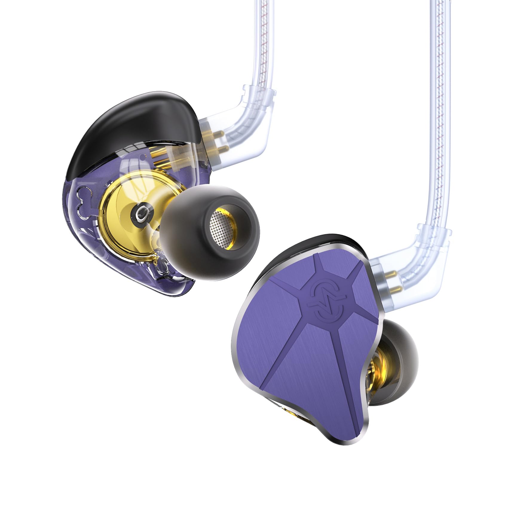 EZ EAR In Ear Monitor CCZ BC04 HiFi Earphones DD&BA Dynamic Driver Rich Details Wired In Ear Earphone IEM Deep Bass with 2PIN Detachable Cable for Phone PC Music Gaming (Purple, No Mic)