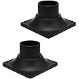 LIT-PaTH Outdoor Post Light Mounting Base, Pier Mount Base, 2-Pack, Black