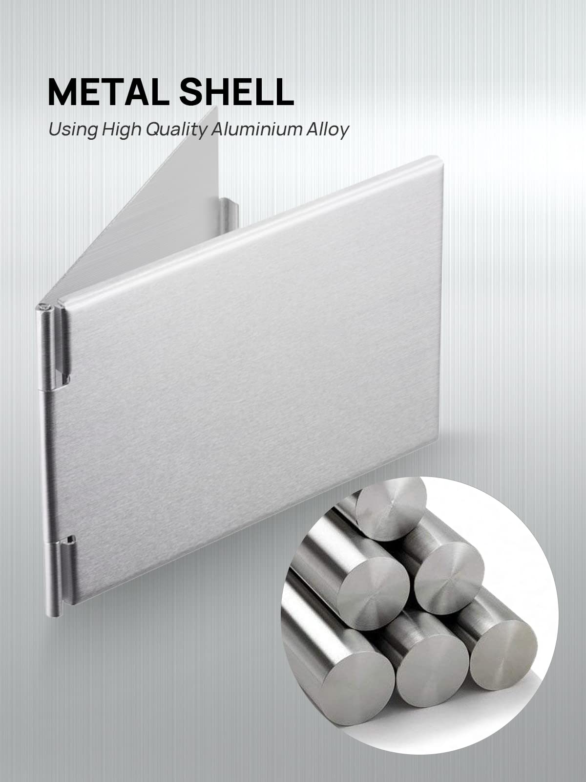 Portable Folding Mirror, Ultra-Slim Durable Makeup Tabletop Mirror for Travel with Aluminum Shell, Large Size 6