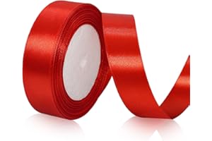 LIFETASTIC Red Satin Ribbon 1 Inch x 25 Yards, Fabric Red Silk Christmas Ribbon for Gift Wrapping, Flower Bouquet Accessories, Crafts, Hair Bows Making, Wreaths, Wedding Party Decoration, Sewing Projects
