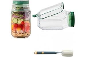 2025 New Side-Opening Salad Jar - Leakproof Mason Jar Container, Dishwasher Safe, Meal Prep Solution for Fresh Lunches On-the