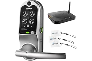 Lockly Smart Lock Vision Latch Full HD Video Camera Doorbell Fingerprint Keyless Entry Door Lock Keypad Secure Scan APP Control RFID Card with WiFi Hub - PGD698LLSN