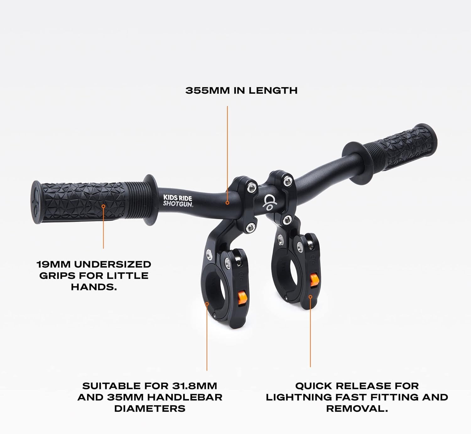 Kids Ride Shotgun - Pro Child Bike Seat & Handlebar Combo - Front Mounted, Children Aged 18mo~5 Years, Fits Most Modern Mountain Bikes & E-Bikes, Zero-Frame Contact, Easy Install, Fully Adjustable