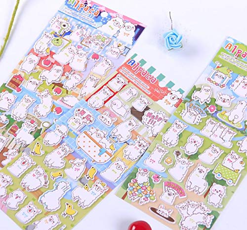 4 Sheets Cute Animal Puffy DIY Decorative Adhesive Sticker Tape/Kids Sheep Craft Scrapbooking Sticker Set for Diary, Album - Thumbnail 2