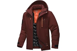 BANTREK Men's Winter Jacket Waterproof Ski Snow Coat Windproof Snowboard Hooded Raincoats with Warm Graphene lining