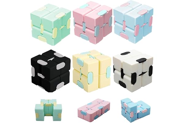 6 Pack Infinity Cube Toys, Flip Cube Finger Toys | Fidget Blocks for Kids, Classroom Prizes Party Favors Goodie Bag Basket St