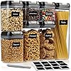 AS-Kitchen-7-Piece-Food-Storage-Container-Set-Airtight-Stackable-Kitchen-Storage-Solutions-for-Kitchen-Cupboards-and-Pantries-Clear-Plastic-Canister-with-Sealable-Lid-Free-Labels-and-Marker A&S Kitchen 7 Piece Food Storage Container Set - Airtight, Stackable Kitchen Storage Solutions for Kitchen Cupboards and Pantries - Clear Plastic Canister with Sealable Lid - Free Labels and Marker