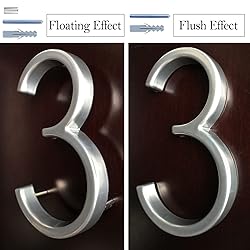 5" Zinc Alloy Floating House Number, Metal Modern