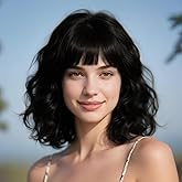 SUKRI Black Bob Wigs with Bangs for Women,4x4 Realistic Scalp,Free Part,Loose Wavy Hair Shoulder Length Wigs Synthetic Heat Resistant for Daily Party Use (Black,12 Inch)