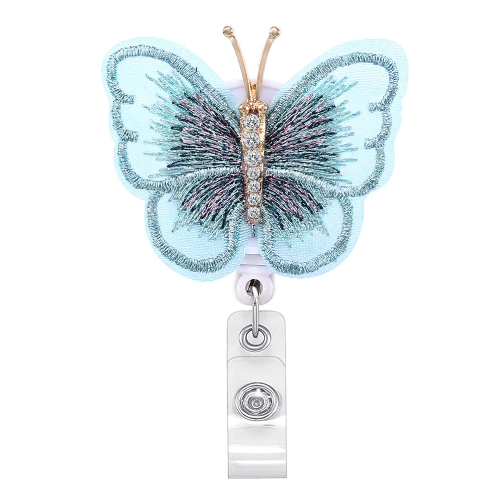 Butterfly Badge Reels Retractable Nurse Badge Holder Retractable with Alligator Clip for Nursing, Doctors 24 Inch Nylon Cord for ID Badge Name Holder (multicolored-22)