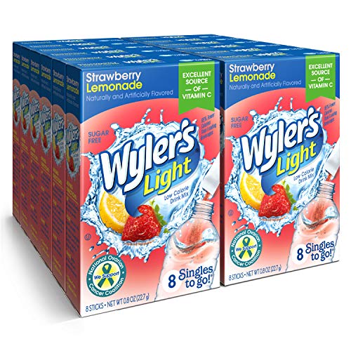 Wyler's Light Singles To Go Powder Packets, Water Drink Mix, Strawberry Lemonade, 96 Single