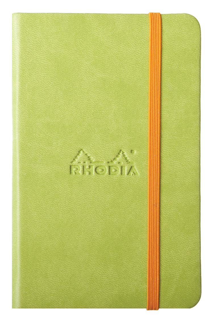 RHODIA 118646C - Anis Rigid Notebook - A6 - Lined - 192 pages - Ivory Clairefontaine Paper 90 g/m - Bookmark, Elastic Closure - Faux Leather Cover - Rhodiarama Collection